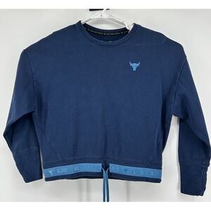Under Armour Loose Project Rock Long Sleeve Pullover Blue Women's Size Small‎